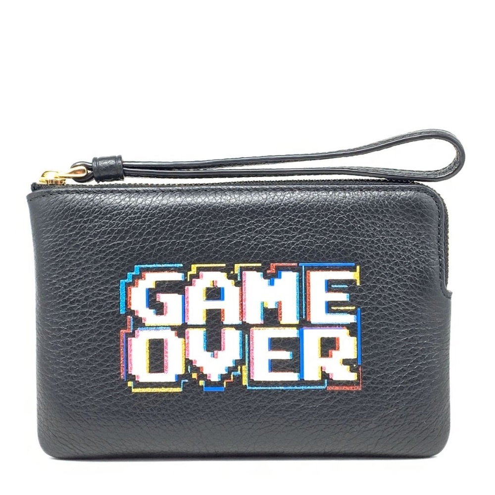 Coach corner zip wristlet with pac-man game over